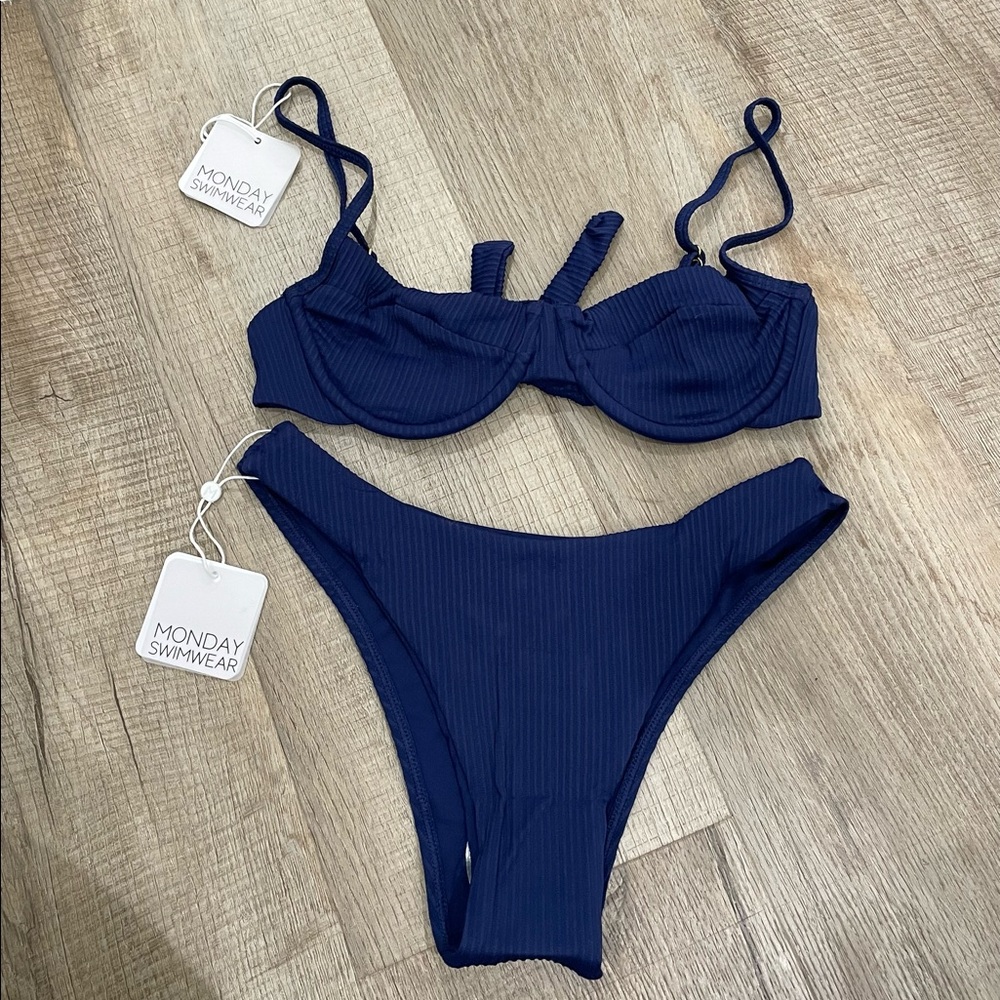 Monday Swimwear Navy Rib Bikini